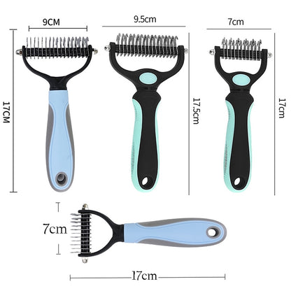 Pet Grooming Brush, 2 Sided Undercoat Rake for Dogs & Cats,