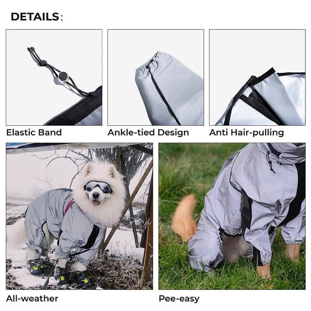 Reflective Dog Jumpsuit Waterproof Raincoat