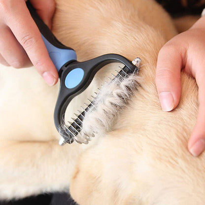 Pet Grooming Brush, 2 Sided Undercoat Rake for Dogs & Cats,