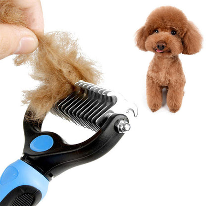 Pet Grooming Brush, 2 Sided Undercoat Rake for Dogs & Cats,