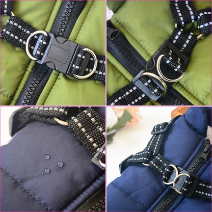 Pet Waterproof Winter Jacket With Harness