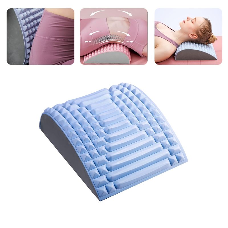 Lumbar Support Pillow with Heat and Massage,Ergonomic Memory Foam Lumbar  Stretch Pillow for Sleeping,Lower Back Pain Relief,Waist Stretcher Cushion